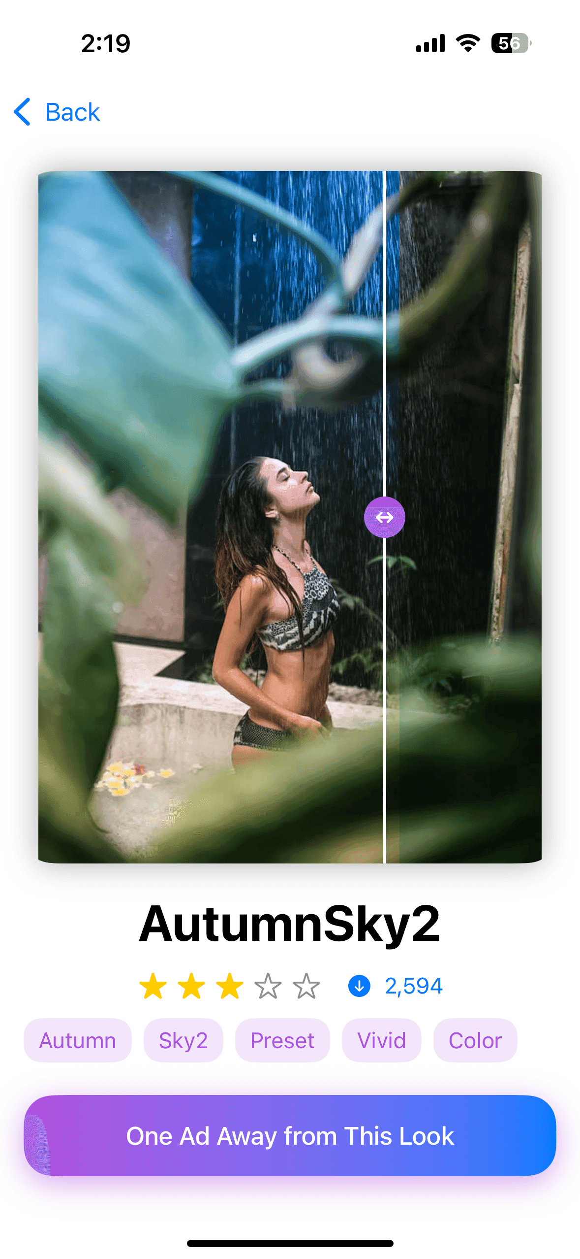 Vivid Preset App - AutumnSky2 Before/After