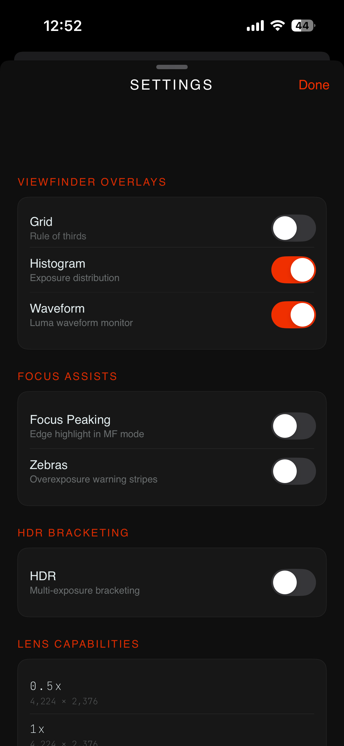 Professional settings and overlays
